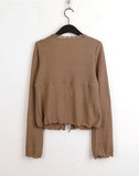 Latte Vintage Lace Strap Long Sleeve Cardigan