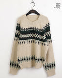 Babe Vintage Snowflake Nordic Round Long Sleeve Knit