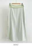 Color Matching Layered Slit Long Skirt