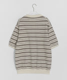 [unisex] Sentez Stripe Boucle Over Short Sleeve Knit