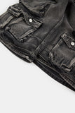 Three-pocket cut-out bermuda denim pants