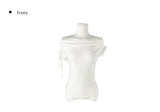 Nob Shirring Off-shoulder Ribbon Short Sleeve T-shirt