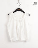 Coffin punched lace string sleeveless blouse