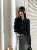 [MADE] Lawson wide collar slim crop crack leather jacket