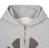 [Lining brushed] Curie New York Patch Damage Hood Zip-up