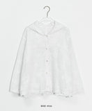 Mildy Punching Flower Embroidery Hood Shirt