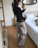 Tamo Back Star Star Color Matching Knit Pants