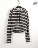 [Wool 10] Alo Stripe Color Crop Hood Knit