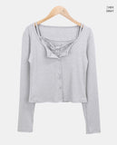 Enru Slim Fit Sleeveless Cardigan Set