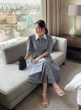 Dali Stripe Color Matching Shirt Banding One Piece