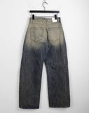 Wick Yellow Washing Slit Long Wide Denim Pants
