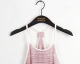 Flu bohemian net striped see-through halter sleeveless mini one piece