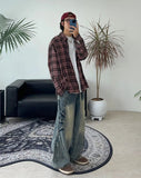 Lau Cutting Flannel Checkered Shirt