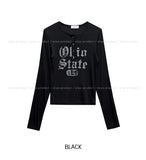 State Crack Lettering Button Long Sleeve