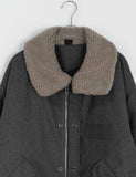 [unisex] Relco quilted string fleece collar wool field long coat