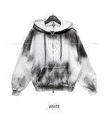 Mety Dirty Damage Semi-Cropped Hooded Zip-Up