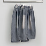 Diagonal One Pin Tuck Washing Loose Balloon Wide Fit Denim Pants