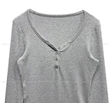 Premier Button V-Neck Long Sleeve