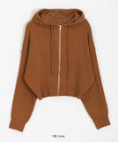 Sitanne Hood Cropped Knit Zip-Up Cardigan