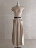 Shua Back Button Repeat Flare Knit One Piece (Belt set)