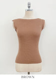 Marine Lip Neck Ribbed Knit Sleeveless