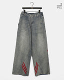 Biggie Hip Line Diagonal Track Denim Pants