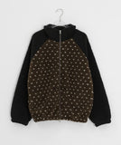 Pilky Heart Color Matching Fleece Zip-Up Jumper