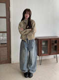 Deren Cut Washing Wide Denim Pants