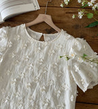 Heyri Flower Puff Short Sleeve Blouse