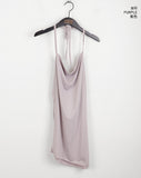 Cheater Draped Halter Strap Long Sleeveless