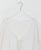 Nanako Summer Ribbon Puff Short Sleeve Bolero Knit Cardigan