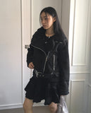 Syonti Overfit Belt Fleece Suede Mustang