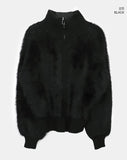 Soin Mink Fur Zip-Up Jumper