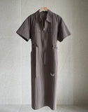 Peijing Pocket Collar Zip-up Long One Piece (Belt Set)