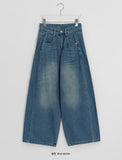 Rember Brushed Pintuck Washing Denim Wide Pants