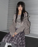 Enjet zipper pocket oversized fit boxy denim zip-up jacket