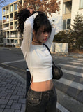[MADE] Mecca Button Unbalanced Off-Shoulder Slit T-shirt