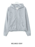 Ruby Damaged Sweat Hood Zip-Up