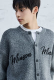SCRIPT TYPE ROUND NECK CARDIGAN