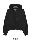 Laen Crop Brushed Hood Zip-Up