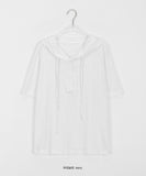 Kyujo Linen Button Hood Short Sleeve Tee - Linen 100