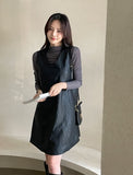 Cadell Layered See-Through Polar T-Shirt and Leather One Piece Set