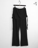 chibbon punching see-through shirring skirt bootcut pants