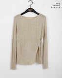 rohill button slit ribbed see-through long-sleeved knitwear