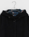 Pombs Check Color Matching Hood Long Coat