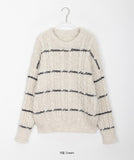 Verot Stripe Wool Cable Knit