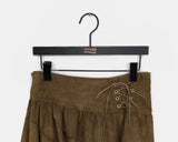 Pio Corset Unbalanced Suede Short Skirt