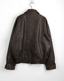 [MADE] Setter vintage washing cut boxy leather jacket