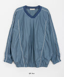 Dimindo line nylon V-neck sweatshirt