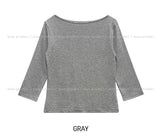 Autumn Boat Neck Semi-Crop Three Quarter Tee